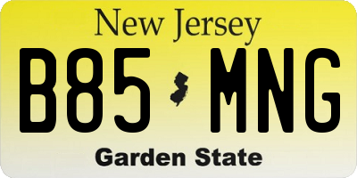 NJ license plate B85MNG