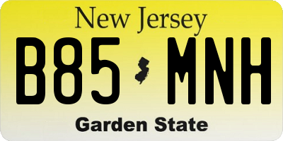 NJ license plate B85MNH