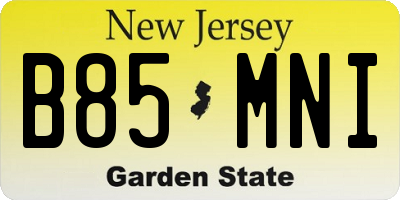 NJ license plate B85MNI