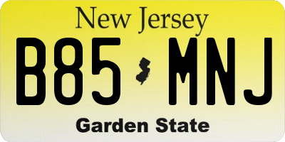 NJ license plate B85MNJ