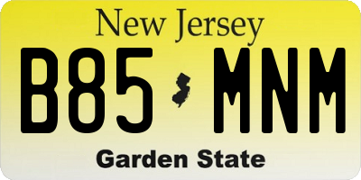 NJ license plate B85MNM