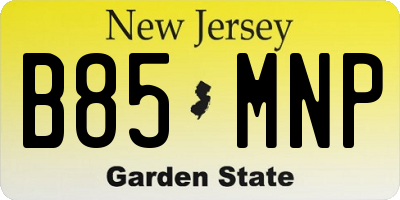 NJ license plate B85MNP