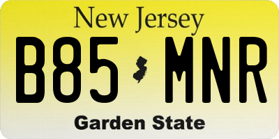 NJ license plate B85MNR
