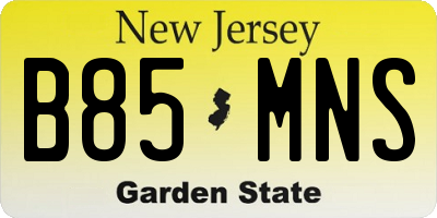 NJ license plate B85MNS