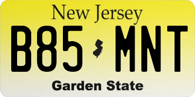 NJ license plate B85MNT