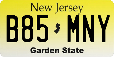 NJ license plate B85MNY