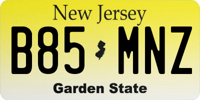 NJ license plate B85MNZ