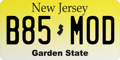 NJ license plate B85MOD