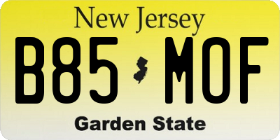 NJ license plate B85MOF