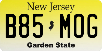 NJ license plate B85MOG