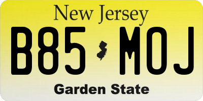 NJ license plate B85MOJ