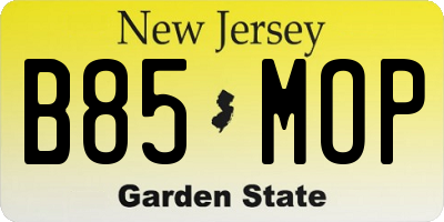 NJ license plate B85MOP