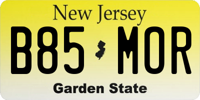 NJ license plate B85MOR