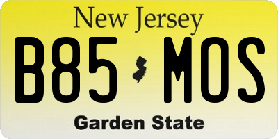 NJ license plate B85MOS