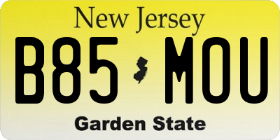 NJ license plate B85MOU