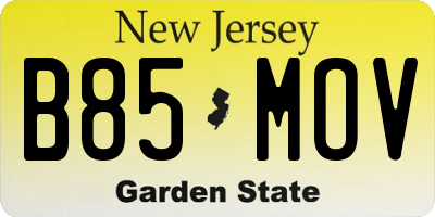 NJ license plate B85MOV