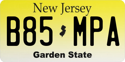 NJ license plate B85MPA