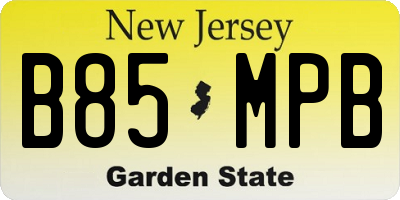 NJ license plate B85MPB