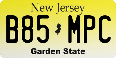 NJ license plate B85MPC
