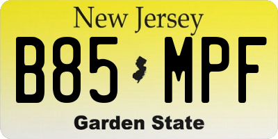 NJ license plate B85MPF