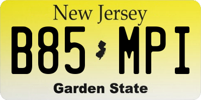 NJ license plate B85MPI