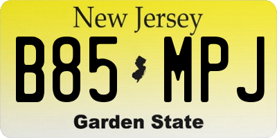 NJ license plate B85MPJ