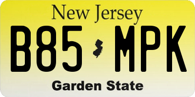NJ license plate B85MPK