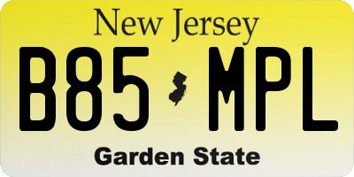 NJ license plate B85MPL