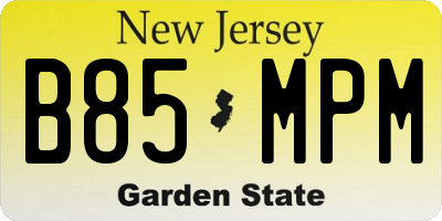 NJ license plate B85MPM