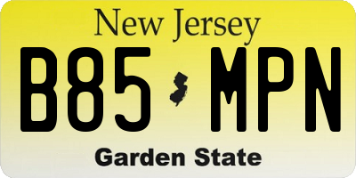 NJ license plate B85MPN