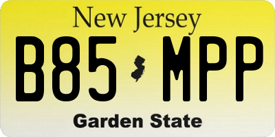 NJ license plate B85MPP