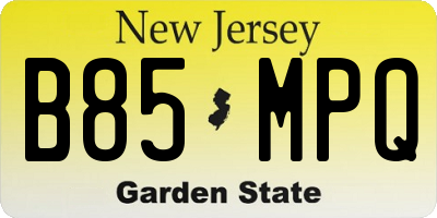 NJ license plate B85MPQ
