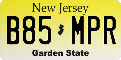 NJ license plate B85MPR