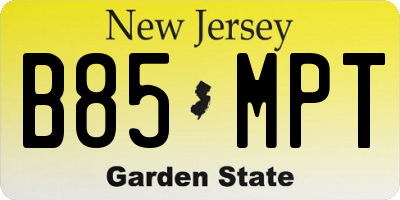 NJ license plate B85MPT