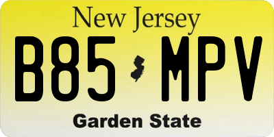 NJ license plate B85MPV