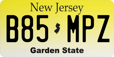 NJ license plate B85MPZ