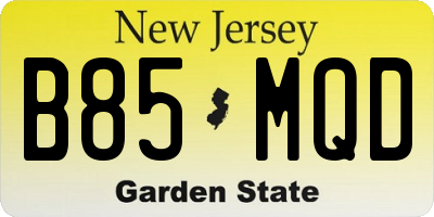 NJ license plate B85MQD