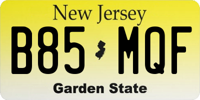NJ license plate B85MQF