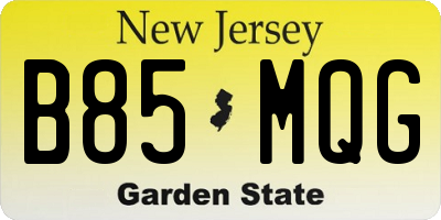 NJ license plate B85MQG