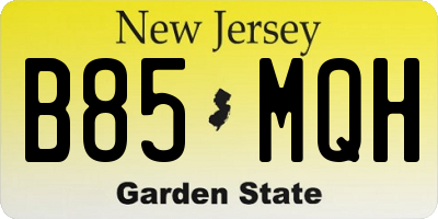 NJ license plate B85MQH