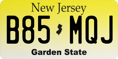 NJ license plate B85MQJ