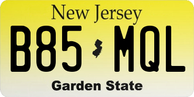 NJ license plate B85MQL
