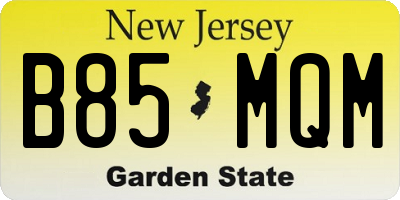 NJ license plate B85MQM