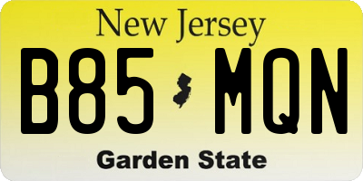 NJ license plate B85MQN