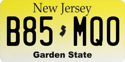 NJ license plate B85MQO