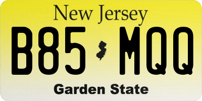 NJ license plate B85MQQ