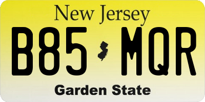 NJ license plate B85MQR