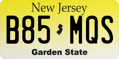 NJ license plate B85MQS