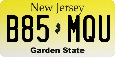 NJ license plate B85MQU