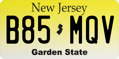 NJ license plate B85MQV